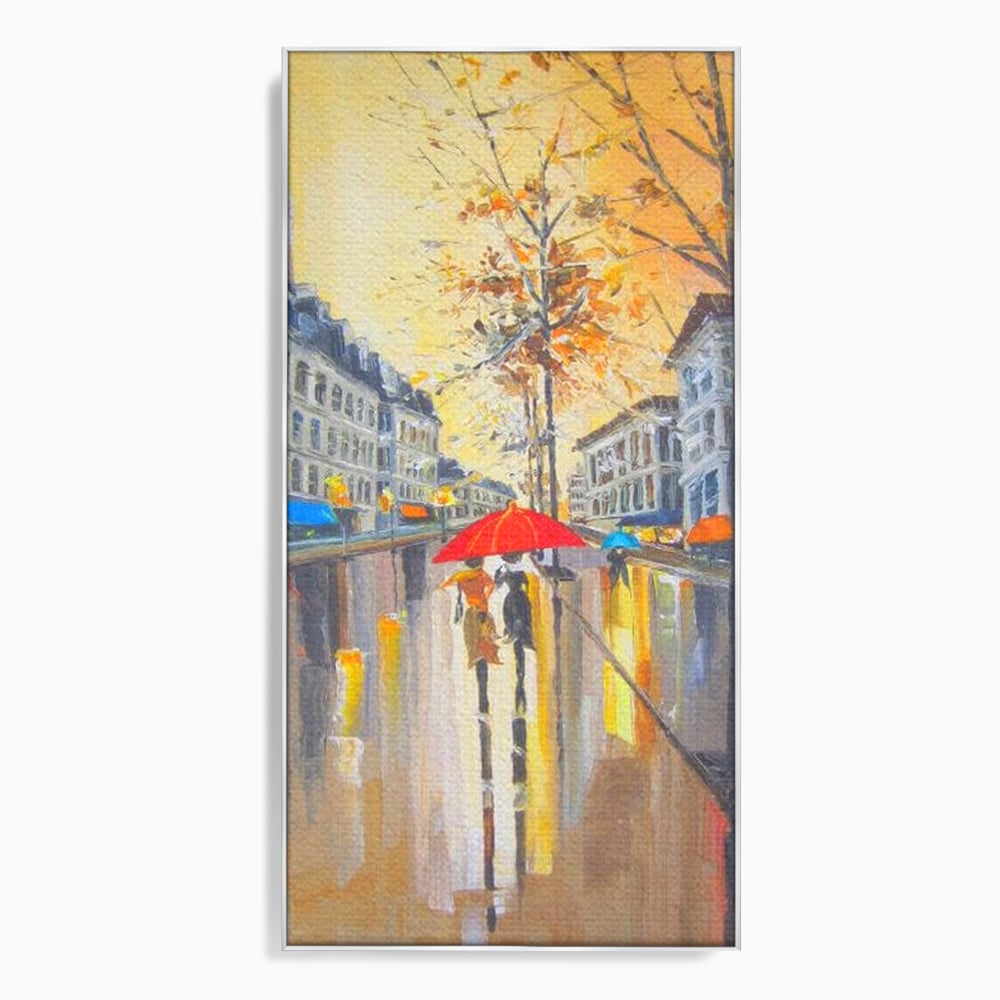 Leinwandbilder Premium LuxCanva® E1029, Pariser Herbst, Regen, regnerisch, Stadt, Herbst, Regenschirm, Gelassenheit, Gelassenheit, Wohnzimmer, leuchtende Farben