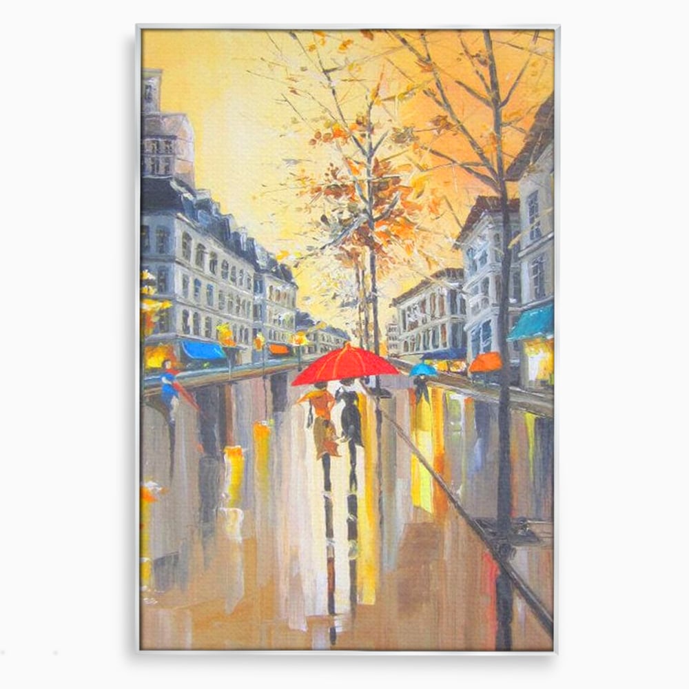 Leinwandbilder Premium LuxCanva® E1029, Pariser Herbst, Regen, regnerisch, Stadt, Herbst, Regenschirm, Gelassenheit, Gelassenheit, Wohnzimmer, leuchtende Farben