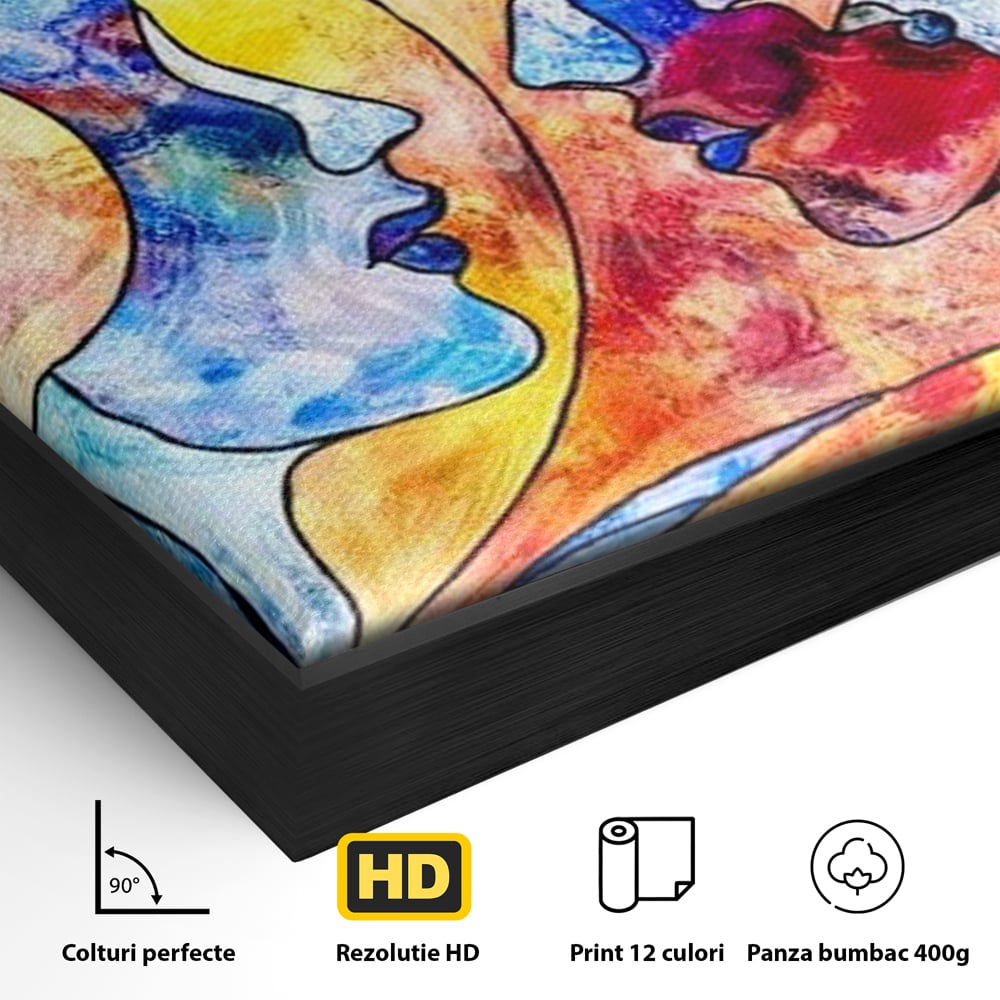 Tablou Canvas Premium, LuxCanva® E1030, Dialogul Sufletelor, Dualitate, Mister, Chipuri, Spiritual, Pereche, Living Room, Culori vibrante
