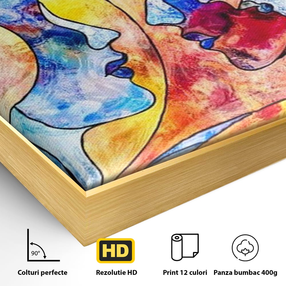Tablou Canvas Premium, LuxCanva® E1030, Dialogul Sufletelor, Dualitate, Mister, Chipuri, Spiritual, Pereche, Living Room, Culori vibrante