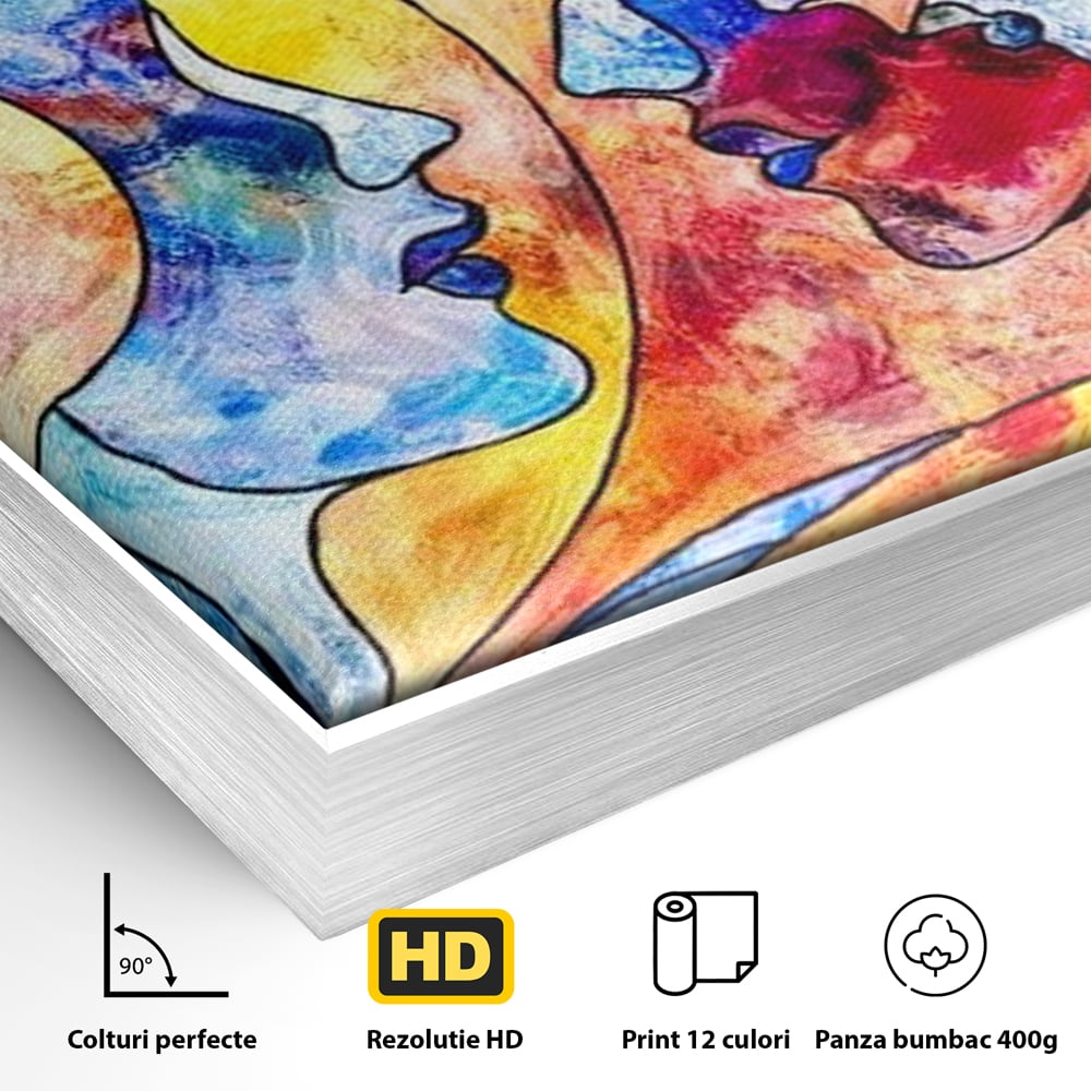 Tablou Canvas Premium, LuxCanva® E1030, Dialogul Sufletelor, Dualitate, Mister, Chipuri, Spiritual, Pereche, Living Room, Culori vibrante