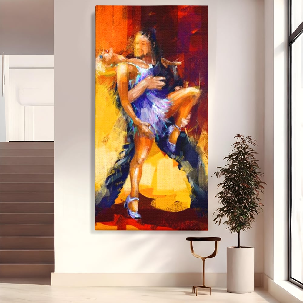Tablou Canvas Premium LuxCanva® E1031, Focul Tangoului, Ritm, Dans, Pasional, Scena, Emotional, Living Room, Culori vibrante
