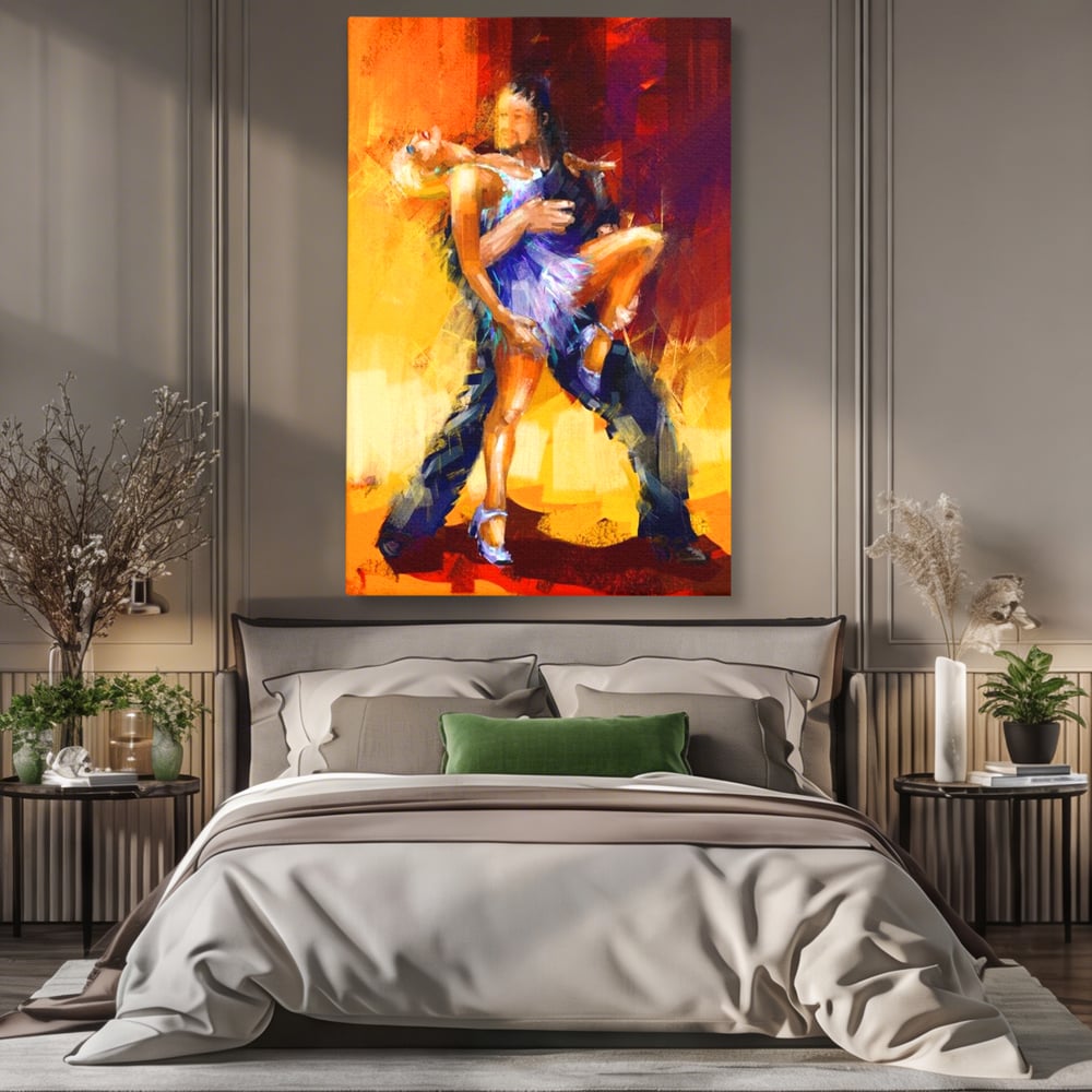 Tablou Canvas Premium LuxCanva® E1031, Focul Tangoului, Ritm, Dans, Pasional, Scena, Emotional, Living Room, Culori vibrante