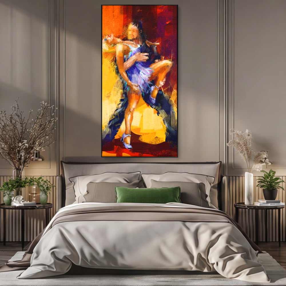 Tablou Canvas Premium LuxCanva® E1031, Focul Tangoului, Ritm, Dans, Pasional, Scena, Emotional, Living Room, Culori vibrante