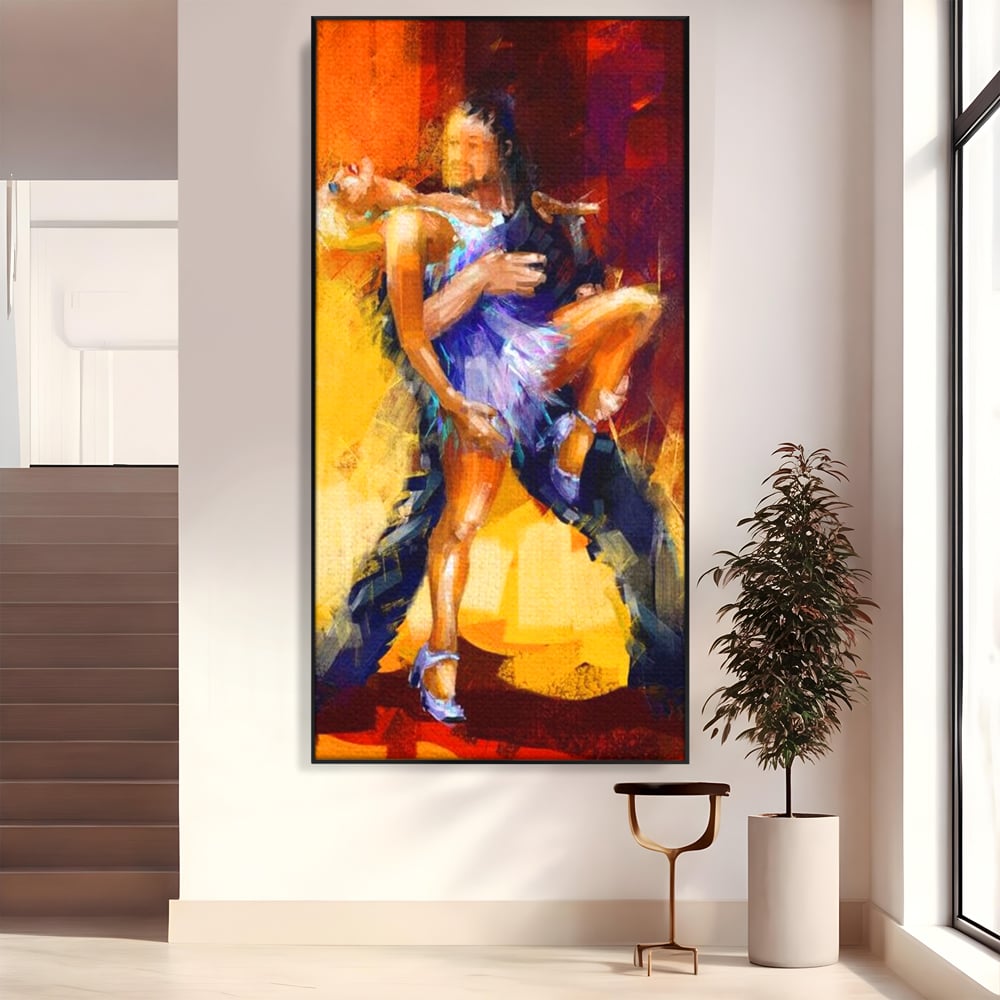 Tablou Canvas Premium LuxCanva® E1031, Focul Tangoului, Ritm, Dans, Pasional, Scena, Emotional, Living Room, Culori vibrante