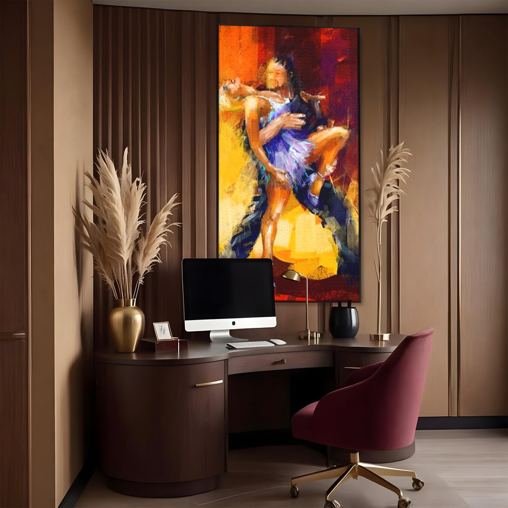 Tablou Canvas Premium LuxCanva® E1031, Focul Tangoului, Ritm, Dans, Pasional, Scena, Emotional, Living Room, Culori vibrante