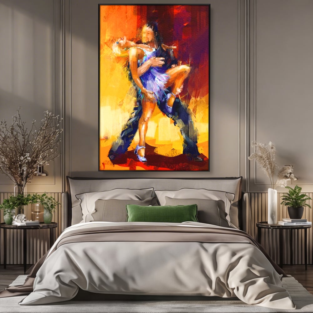 Tablou Canvas Premium LuxCanva® E1031, Focul Tangoului, Ritm, Dans, Pasional, Scena, Emotional, Living Room, Culori vibrante