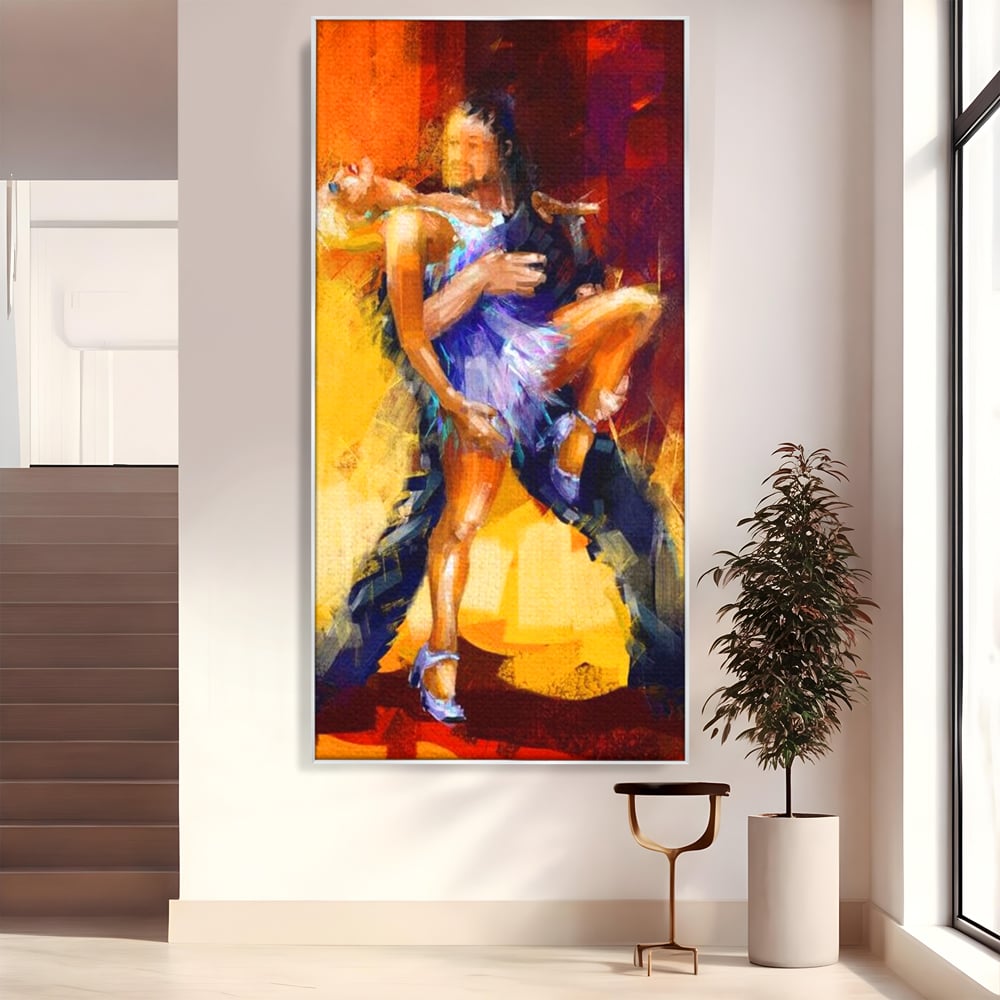 Tablou Canvas Premium LuxCanva® E1031, Focul Tangoului, Ritm, Dans, Pasional, Scena, Emotional, Living Room, Culori vibrante
