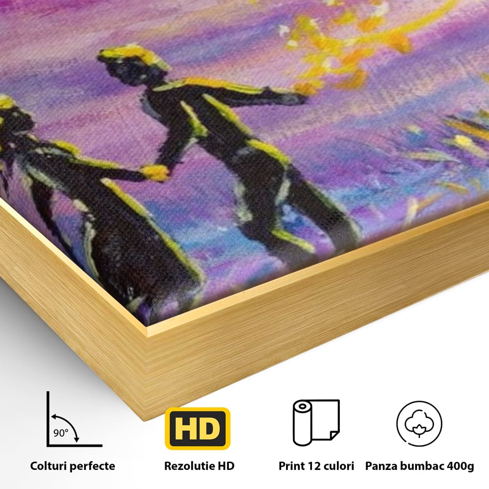Leinwandbilder Premium LuxCanva® E1032, Hand in Hand in Richtung Unendlichkeit, Magie, Träumen, Ewigkeit, Flieder, Paar, Wohnzimmer, Lebendige Farben