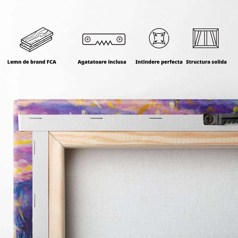 Leinwandbilder Premium LuxCanva® E1032, Hand in Hand in Richtung Unendlichkeit, Magie, Träumen, Ewigkeit, Flieder, Paar, Wohnzimmer, Lebendige Farben