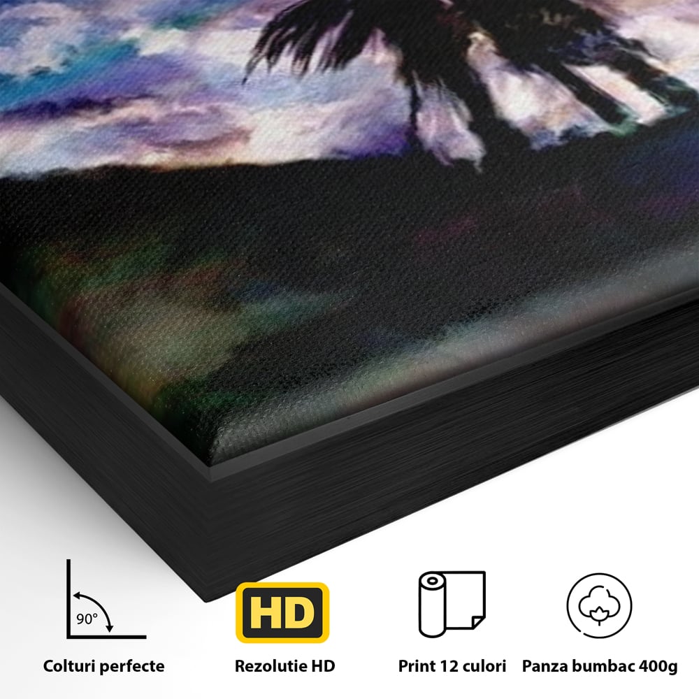 Tablou Canvas Premium LuxCanva® E1033, Sarut sub Cerul Instelat, Tandrete, Destin, Noapte, Apus, Freamat, Living Room, Culori vibrante