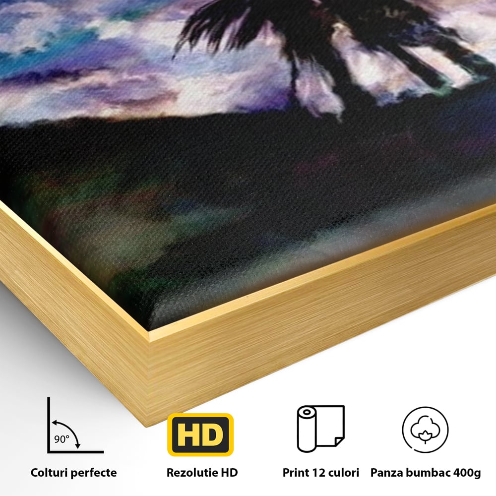 Tablou Canvas Premium LuxCanva® E1033, Sarut sub Cerul Instelat, Tandrete, Destin, Noapte, Apus, Freamat, Living Room, Culori vibrante