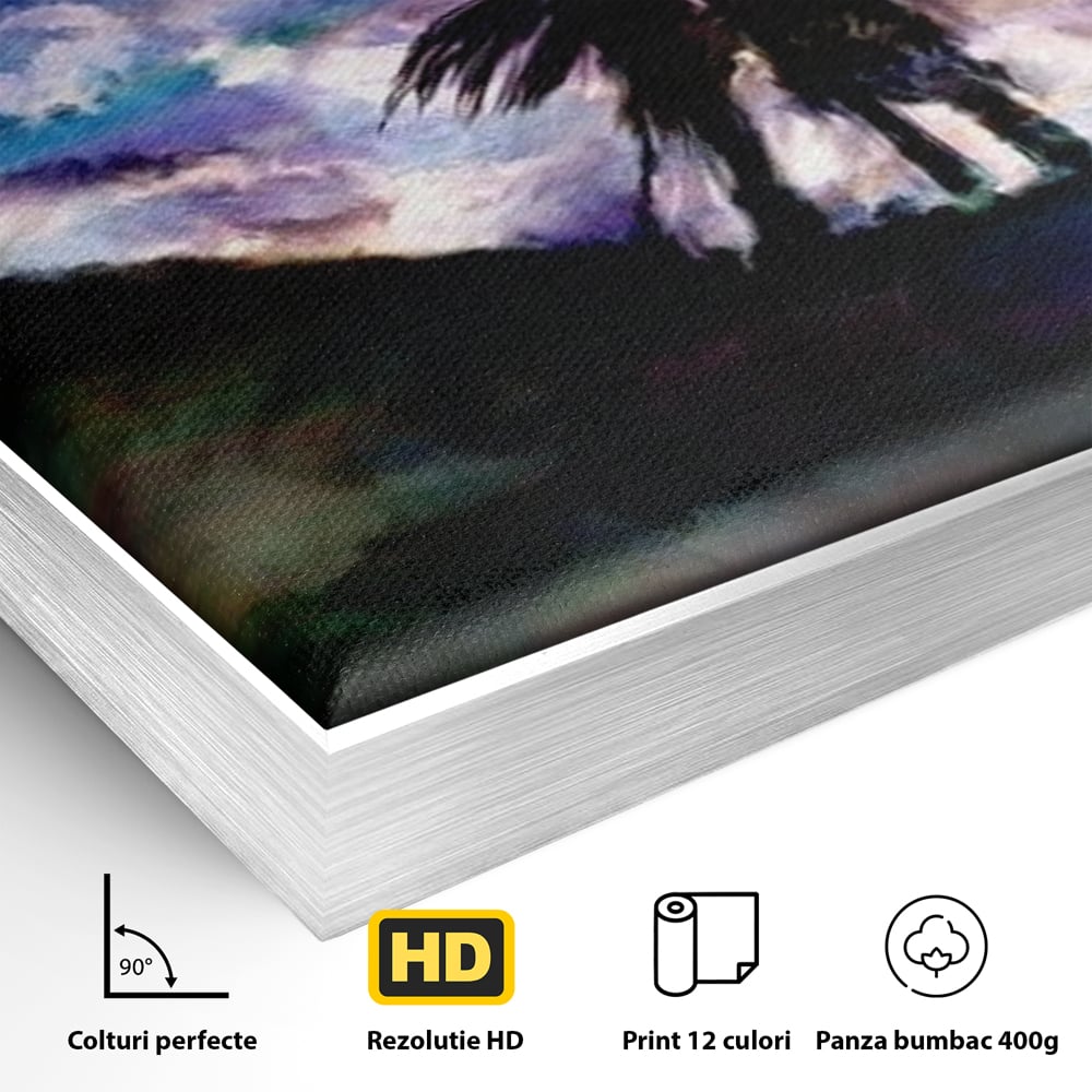 Tablou Canvas Premium LuxCanva® E1033, Sarut sub Cerul Instelat, Tandrete, Destin, Noapte, Apus, Freamat, Living Room, Culori vibrante