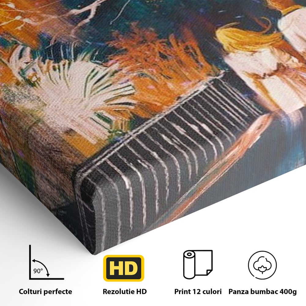 Tablou Canvas Premium LuxCanva® E1034, Tindandu-se de Mana in Parc, Toamna, Ruginiu, Natura, Parc, Cuplu, Living Room, Culori vibrante