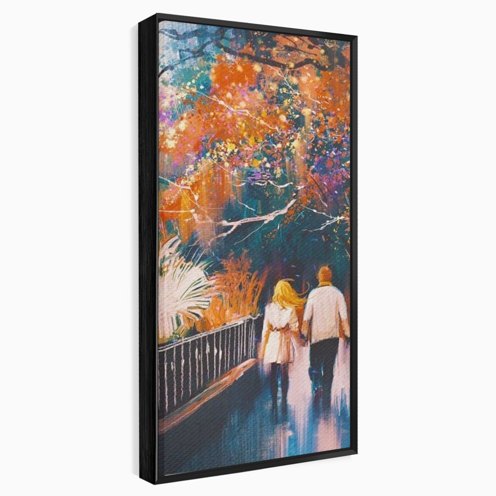 Tablou Canvas Premium LuxCanva® E1034, Tindandu-se de Mana in Parc, Toamna, Ruginiu, Natura, Parc, Cuplu, Living Room, Culori vibrante