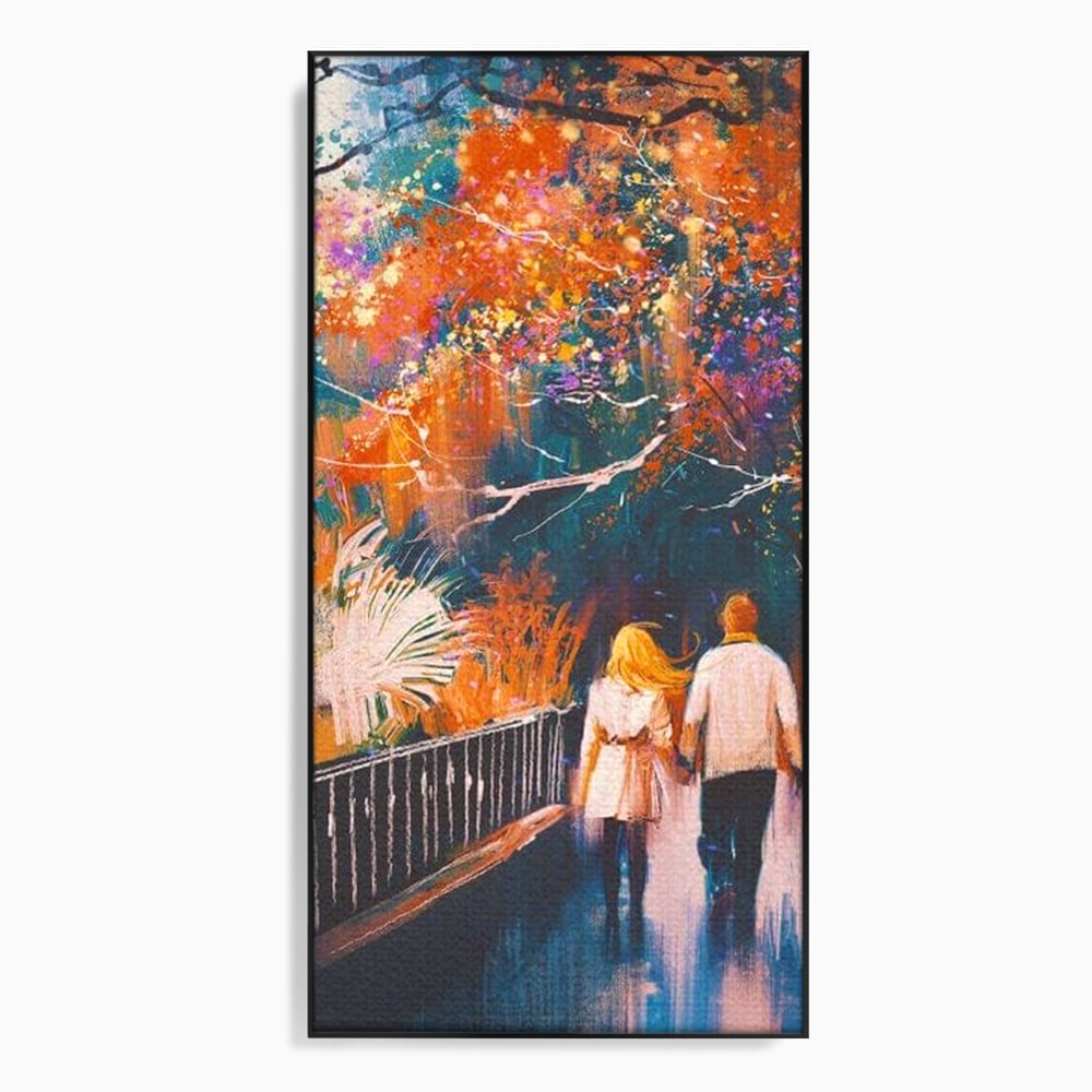 Tablou Canvas Premium LuxCanva® E1034, Tindandu-se de Mana in Parc, Toamna, Ruginiu, Natura, Parc, Cuplu, Living Room, Culori vibrante