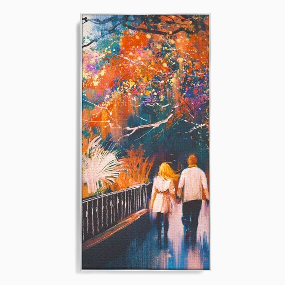 Tablou Canvas Premium LuxCanva® E1034, Tindandu-se de Mana in Parc, Toamna, Ruginiu, Natura, Parc, Cuplu, Living Room, Culori vibrante