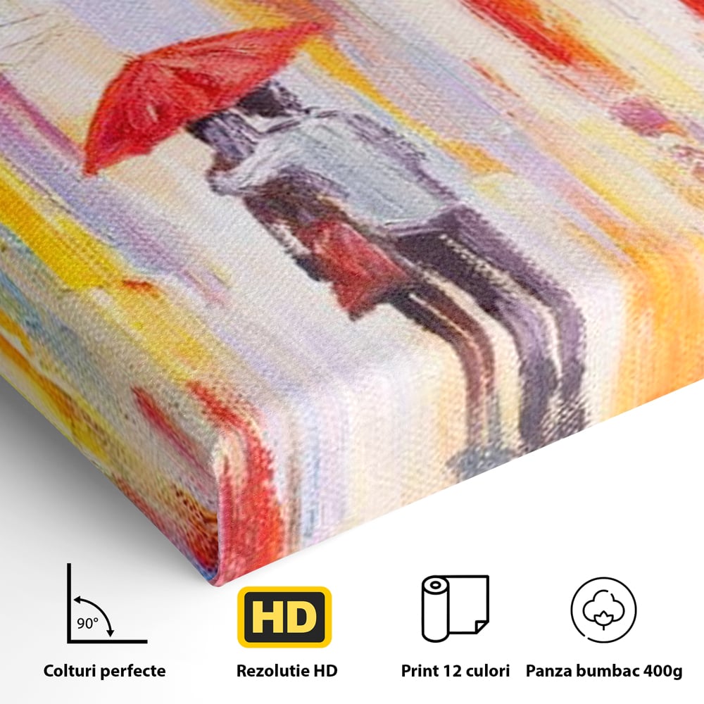 Tablou Canvas Premium LuxCanva® E1035, Ploaie Romantica, Colorit, Ploaie, Imbratisare, Armonie, Comunicare, Living Room, Culori vibrante