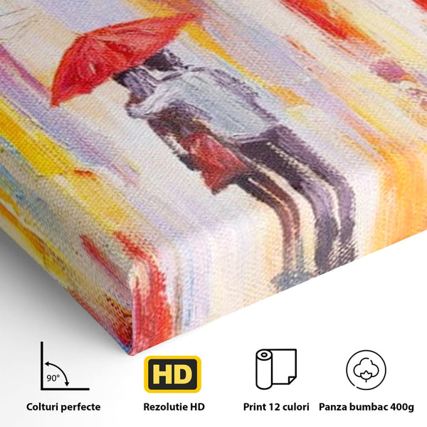Tablou Canvas Premium LuxCanva® E1035, Ploaie Romantica, Colorit, Ploaie, Imbratisare, Armonie, Comunicare, Living Room, Culori vibrante