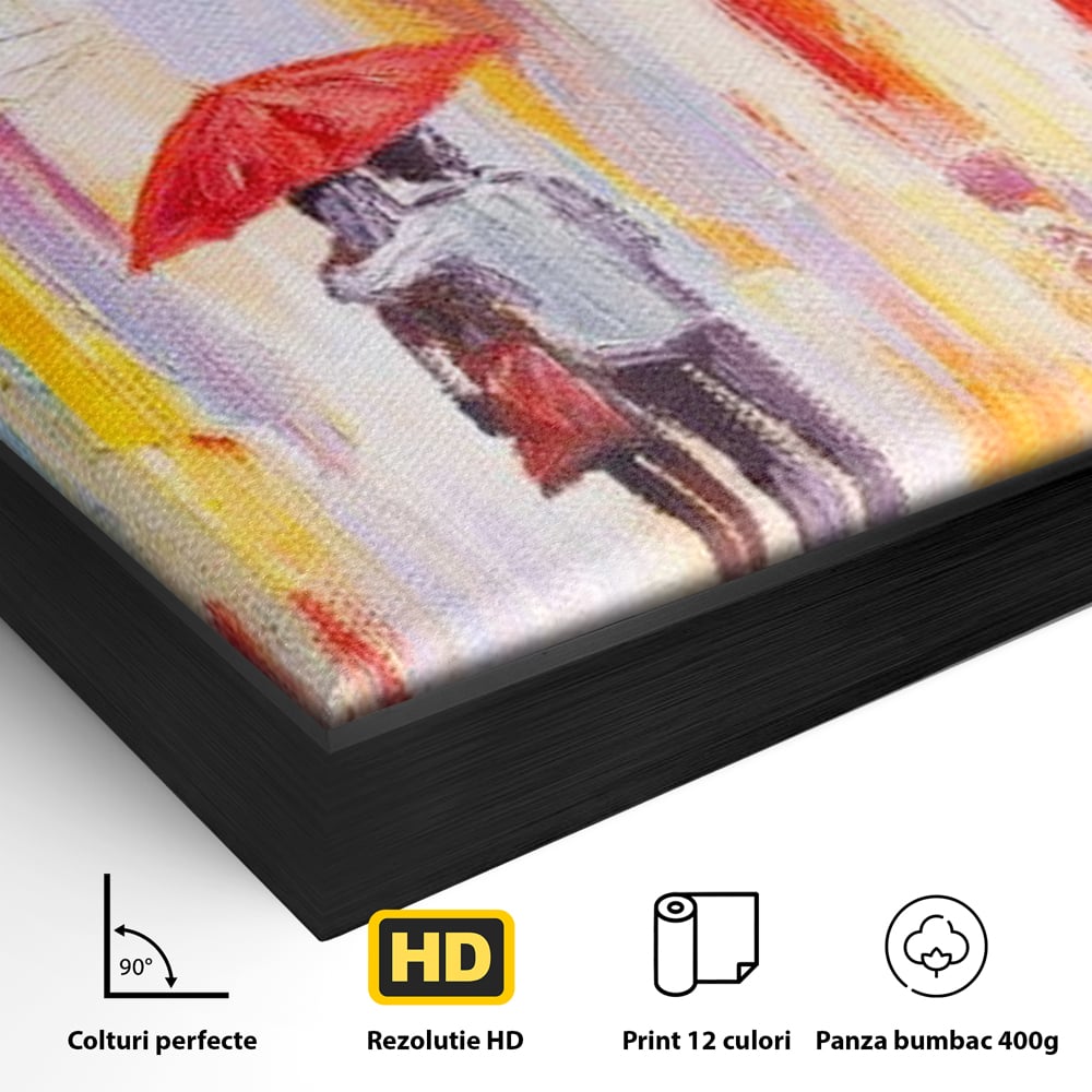 Tablou Canvas Premium LuxCanva® E1035, Ploaie Romantica, Colorit, Ploaie, Imbratisare, Armonie, Comunicare, Living Room, Culori vibrante