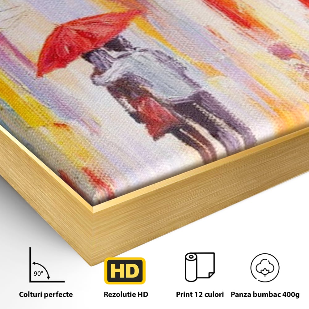 Tablou Canvas Premium LuxCanva® E1035, Ploaie Romantica, Colorit, Ploaie, Imbratisare, Armonie, Comunicare, Living Room, Culori vibrante