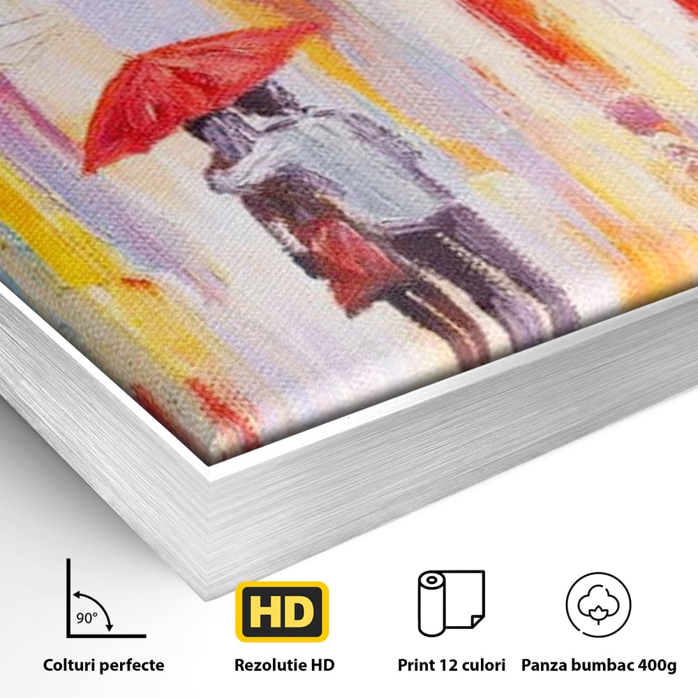 Tablou Canvas Premium LuxCanva® E1035, Ploaie Romantica, Colorit, Ploaie, Imbratisare, Armonie, Comunicare, Living Room, Culori vibrante