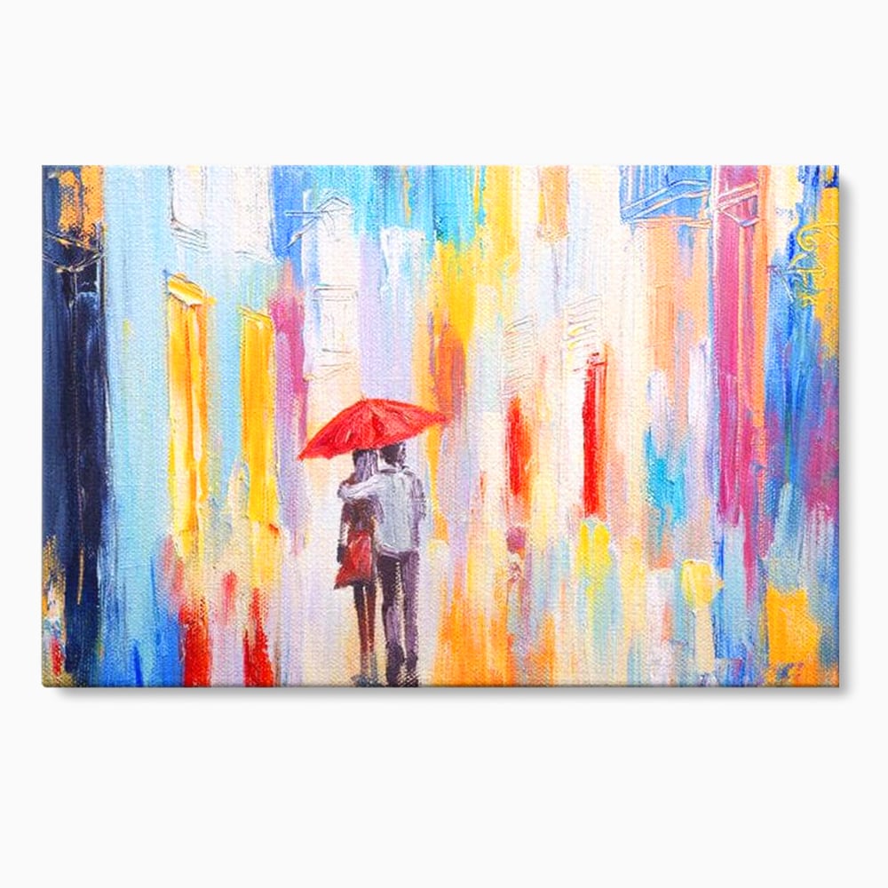 Tablou Canvas Premium LuxCanva® E1035, Ploaie Romantica, Colorit, Ploaie, Imbratisare, Armonie, Comunicare, Living Room, Culori vibrante