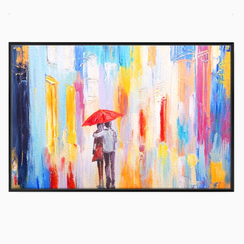 Tablou Canvas Premium LuxCanva® E1035, Ploaie Romantica, Colorit, Ploaie, Imbratisare, Armonie, Comunicare, Living Room, Culori vibrante
