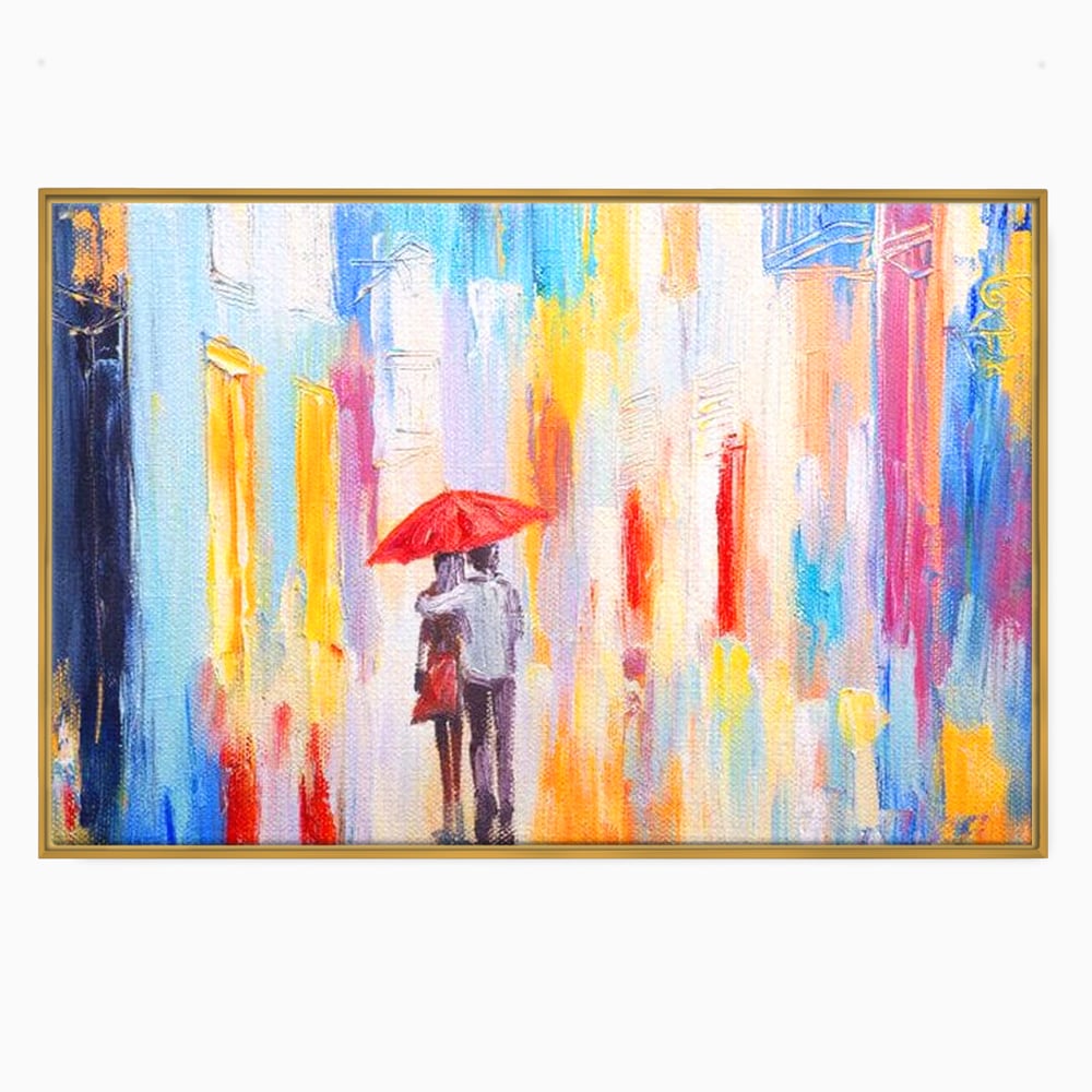 Tablou Canvas Premium LuxCanva® E1035, Ploaie Romantica, Colorit, Ploaie, Imbratisare, Armonie, Comunicare, Living Room, Culori vibrante