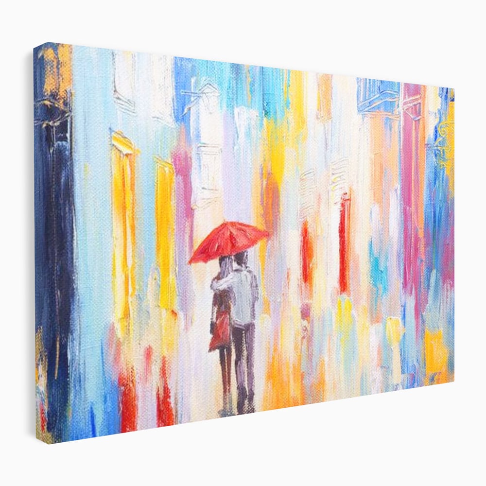Tablou Canvas Premium LuxCanva® E1035, Ploaie Romantica, Colorit, Ploaie, Imbratisare, Armonie, Comunicare, Living Room, Culori vibrante