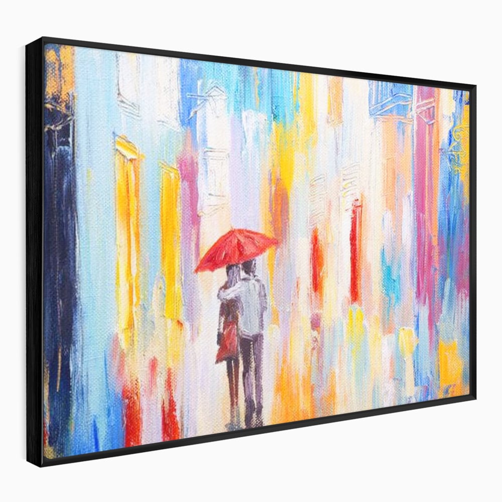 Tablou Canvas Premium LuxCanva® E1035, Ploaie Romantica, Colorit, Ploaie, Imbratisare, Armonie, Comunicare, Living Room, Culori vibrante