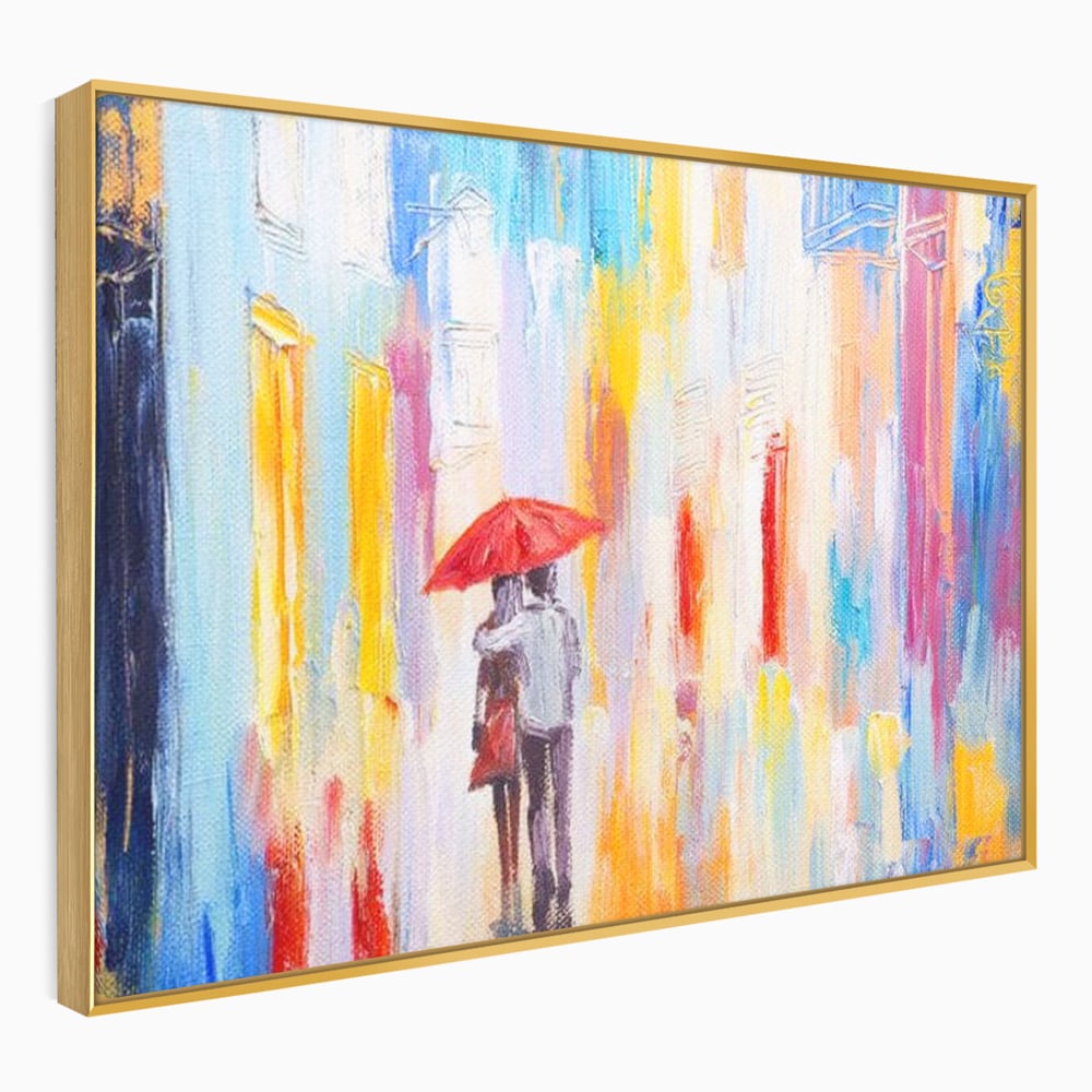 Tablou Canvas Premium LuxCanva® E1035, Ploaie Romantica, Colorit, Ploaie, Imbratisare, Armonie, Comunicare, Living Room, Culori vibrante