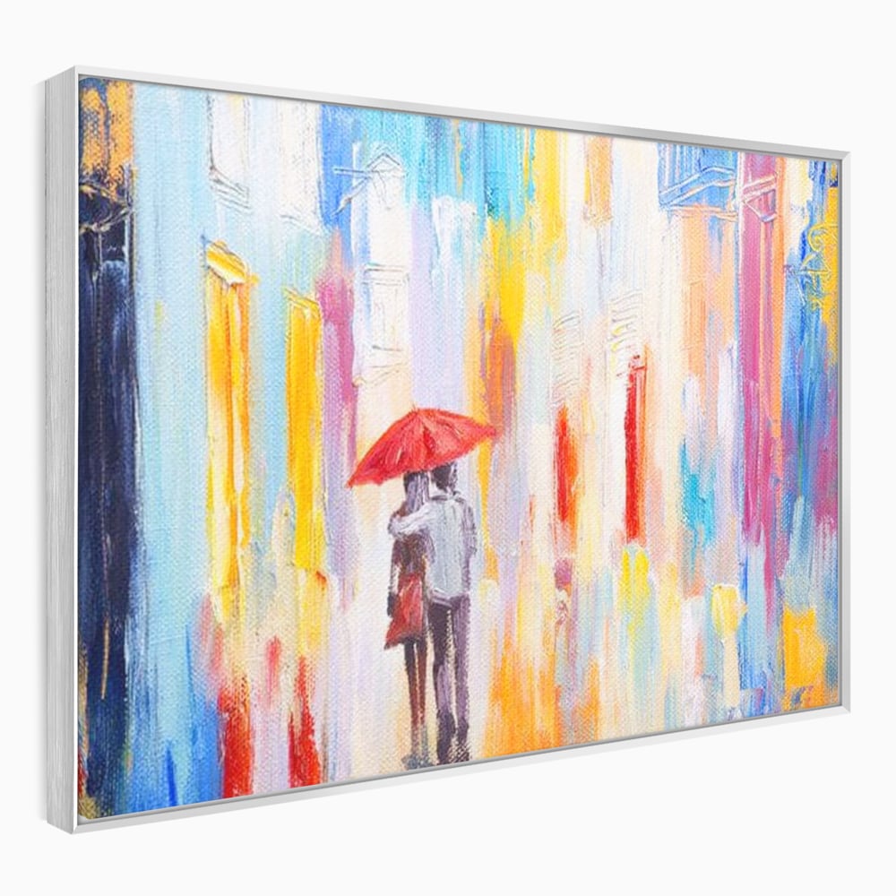 Tablou Canvas Premium LuxCanva® E1035, Ploaie Romantica, Colorit, Ploaie, Imbratisare, Armonie, Comunicare, Living Room, Culori vibrante