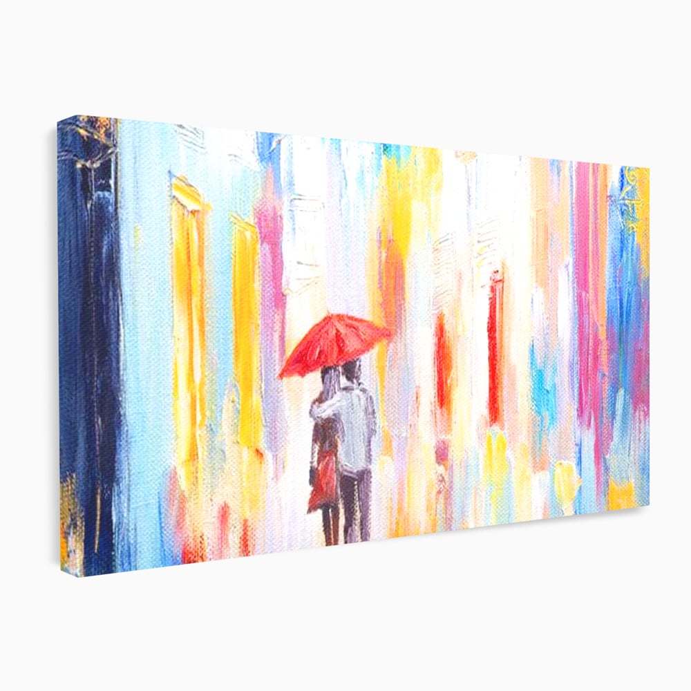 Tablou Canvas Premium LuxCanva® E1035, Ploaie Romantica, Colorit, Ploaie, Imbratisare, Armonie, Comunicare, Living Room, Culori vibrante