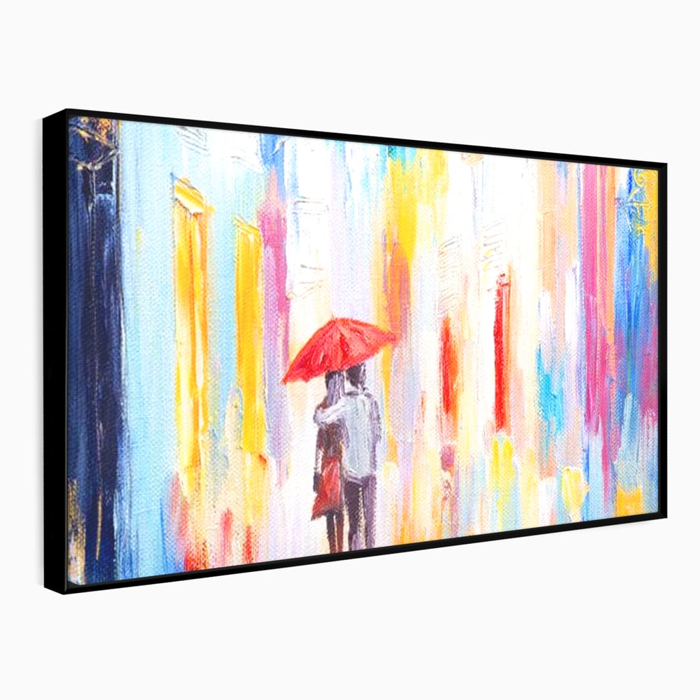 Tablou Canvas Premium LuxCanva® E1035, Ploaie Romantica, Colorit, Ploaie, Imbratisare, Armonie, Comunicare, Living Room, Culori vibrante