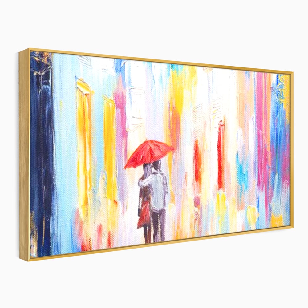 Tablou Canvas Premium LuxCanva® E1035, Ploaie Romantica, Colorit, Ploaie, Imbratisare, Armonie, Comunicare, Living Room, Culori vibrante