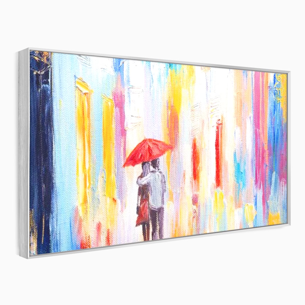 Tablou Canvas Premium LuxCanva® E1035, Ploaie Romantica, Colorit, Ploaie, Imbratisare, Armonie, Comunicare, Living Room, Culori vibrante
