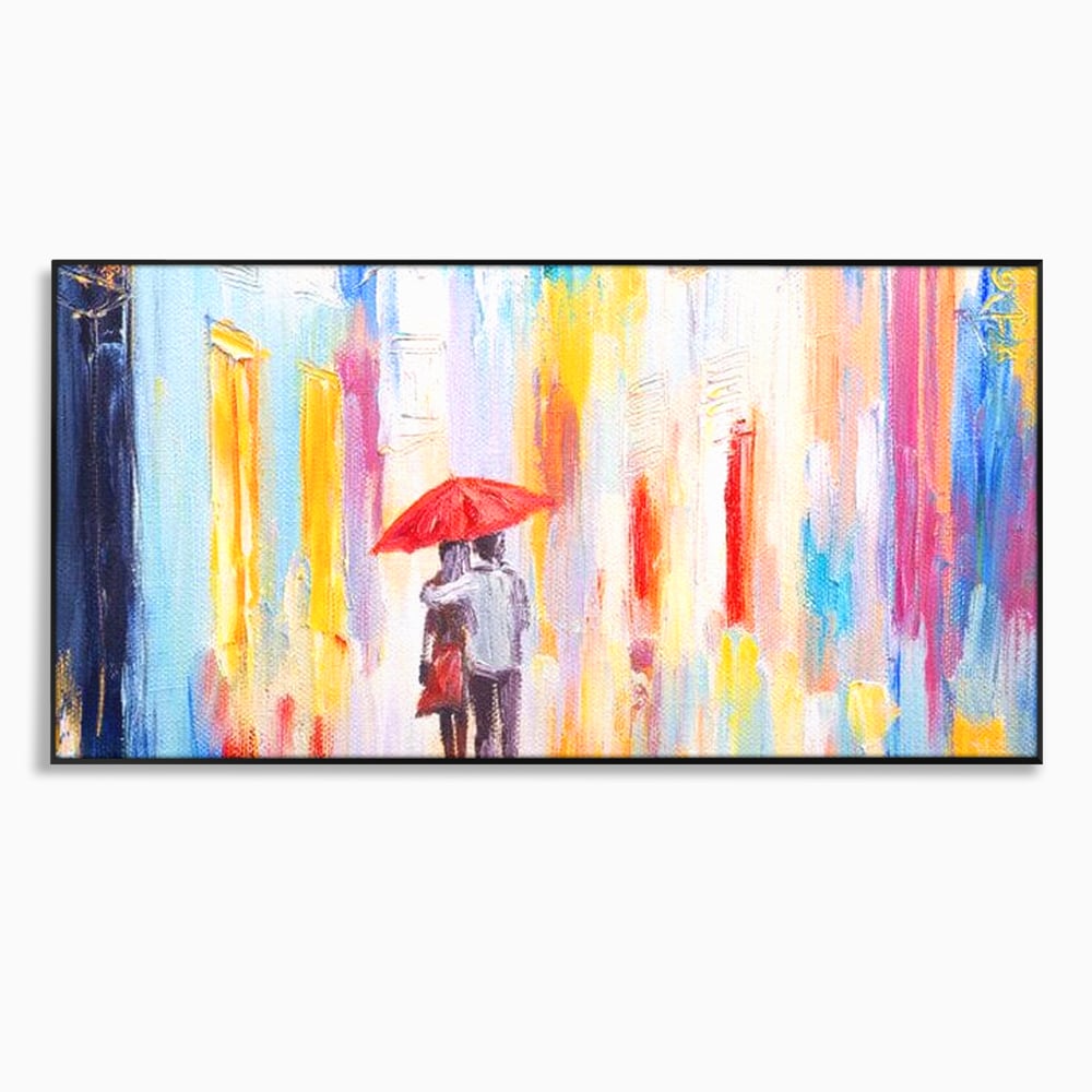Tablou Canvas Premium LuxCanva® E1035, Ploaie Romantica, Colorit, Ploaie, Imbratisare, Armonie, Comunicare, Living Room, Culori vibrante
