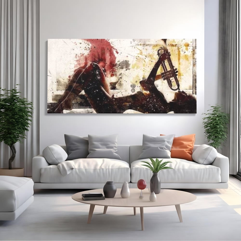 Tablou Canvas Premium LuxCanva® E1037, Muzica din Interior, Jazz, Muzica, Avangardist, Instrumental, Trup, Living Room, Culori vibrante