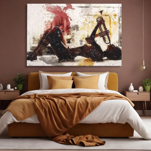 Tablou Canvas Premium LuxCanva® E1037, Muzica din Interior, Jazz, Muzica, Avangardist, Instrumental, Trup, Living Room, Culori vibrante