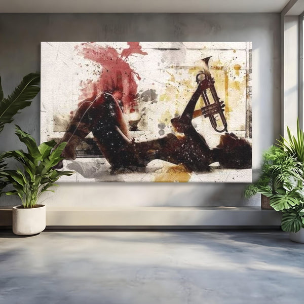 Tablou Canvas Premium LuxCanva® E1037, Muzica din Interior, Jazz, Muzica, Avangardist, Instrumental, Trup, Living Room, Culori vibrante