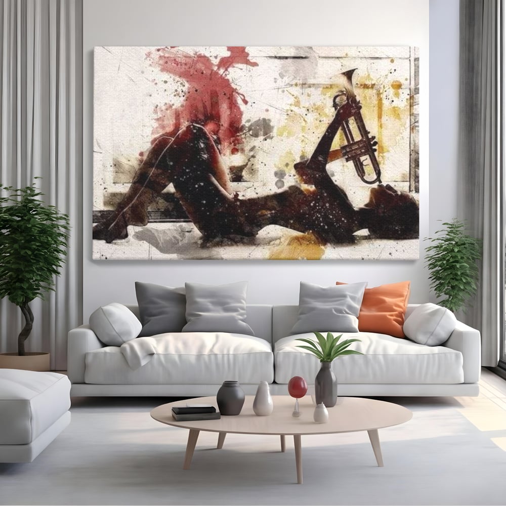 Tablou Canvas Premium LuxCanva® E1037, Muzica din Interior, Jazz, Muzica, Avangardist, Instrumental, Trup, Living Room, Culori vibrante
