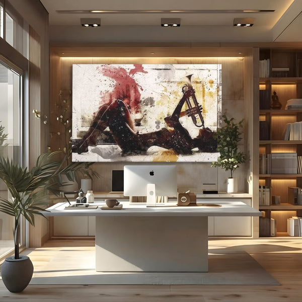 Tablou Canvas Premium LuxCanva® E1037, Muzica din Interior, Jazz, Muzica, Avangardist, Instrumental, Trup, Living Room, Culori vibrante