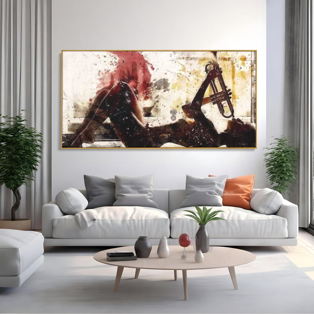 Tablou Canvas Premium LuxCanva® E1037, Muzica din Interior, Jazz, Muzica, Avangardist, Instrumental, Trup, Living Room, Culori vibrante