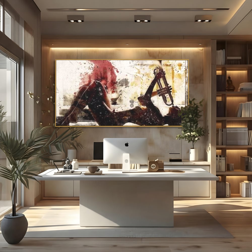 Tablou Canvas Premium LuxCanva® E1037, Muzica din Interior, Jazz, Muzica, Avangardist, Instrumental, Trup, Living Room, Culori vibrante