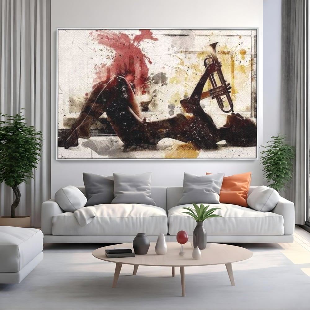 Tablou Canvas Premium LuxCanva® E1037, Muzica din Interior, Jazz, Muzica, Avangardist, Instrumental, Trup, Living Room, Culori vibrante