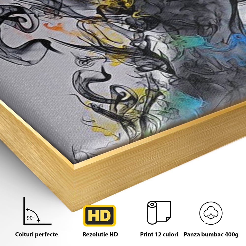 Tablou Canvas Premium LuxCanva® E1038, Femeie in Foc si Fum, Ardere, Foc, Fum, Femeie, Renastere, Living Room, Culori vibrante