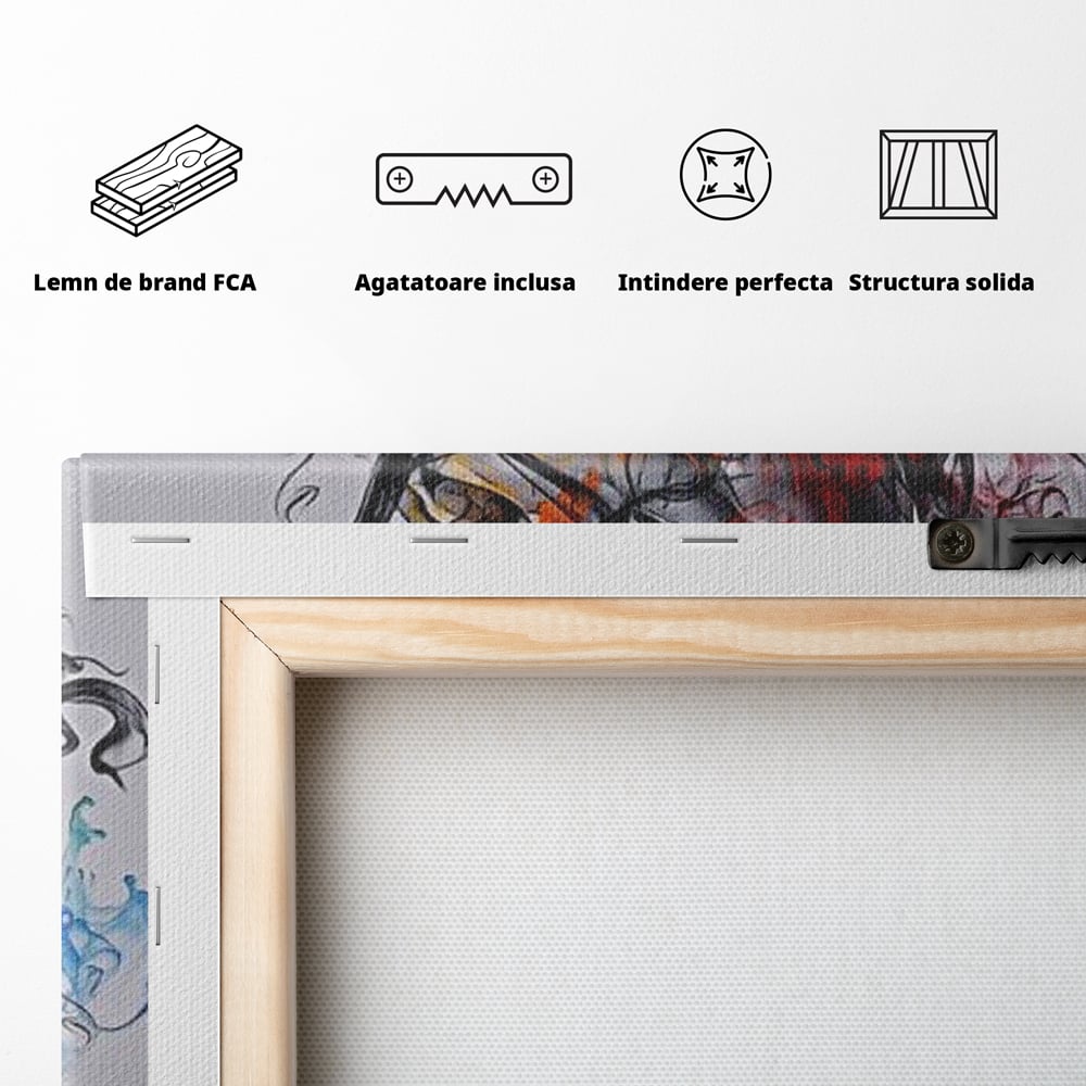 Tablou Canvas Premium LuxCanva® E1038, Femeie in Foc si Fum, Ardere, Foc, Fum, Femeie, Renastere, Living Room, Culori vibrante