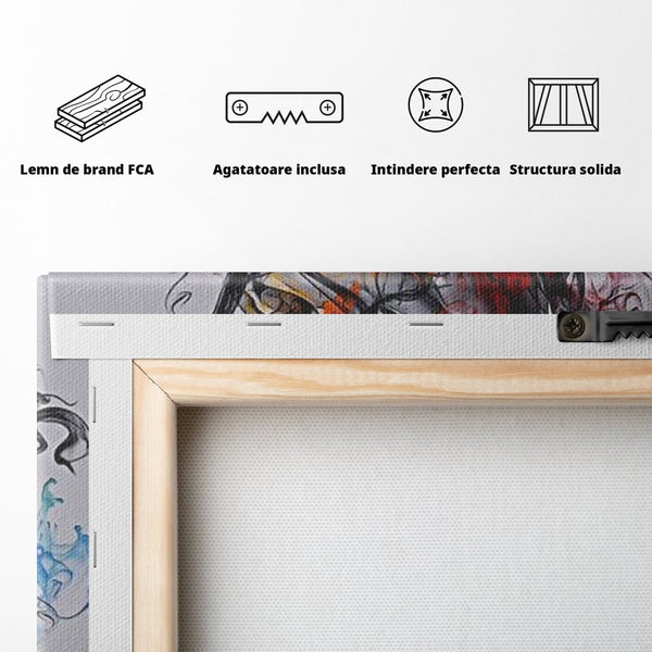 Tablou Canvas Premium LuxCanva® E1038, Femeie in Foc si Fum, Ardere, Foc, Fum, Femeie, Renastere, Living Room, Culori vibrante