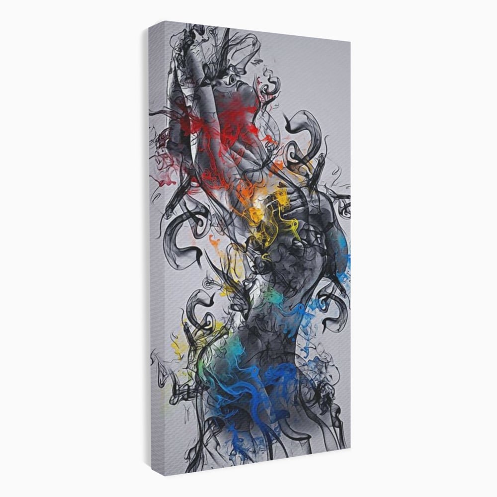 Tablou Canvas Premium LuxCanva® E1038, Femeie in Foc si Fum, Ardere, Foc, Fum, Femeie, Renastere, Living Room, Culori vibrante